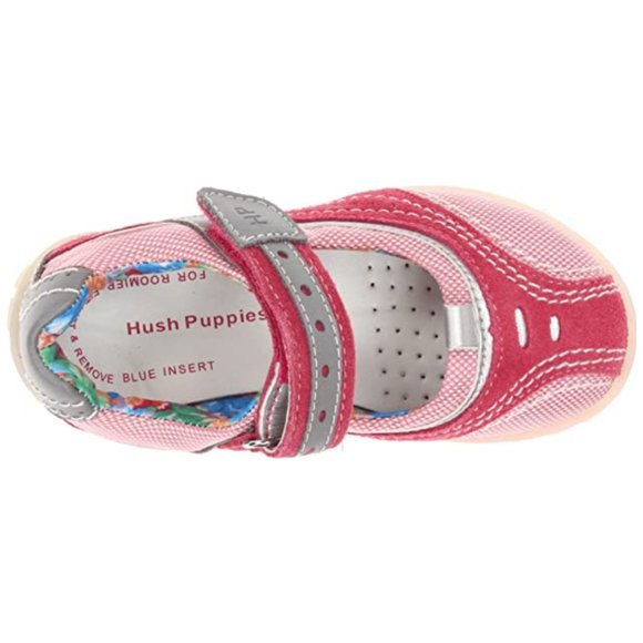 NEW Hush Puppies Kid Kensie Candy Pink Silver Mary Jane Comfort Athletic Flat - Picture 6 of 7